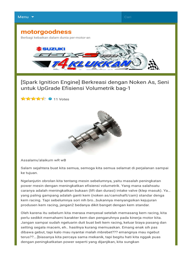 Spark Ignition Engine - Berkreasi Dengan Noken As - Seni Untuk UpGrade ...