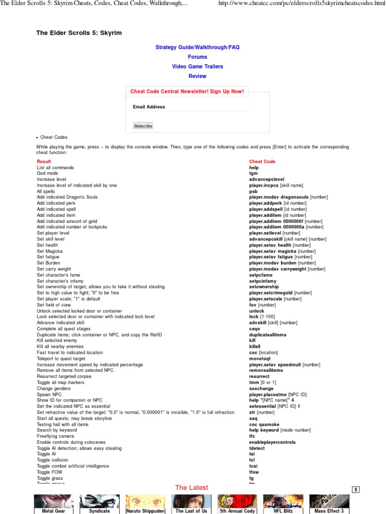 The Elder Scrolls 5 - Skyrim Cheats | PDF | Werewolves | Vampires