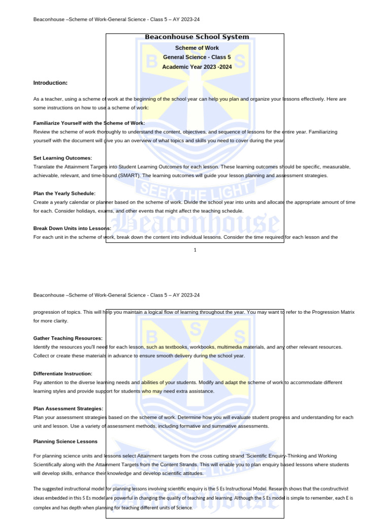 Sllybus Breakup Science Class 5 BSS | PDF | Lung | Heart