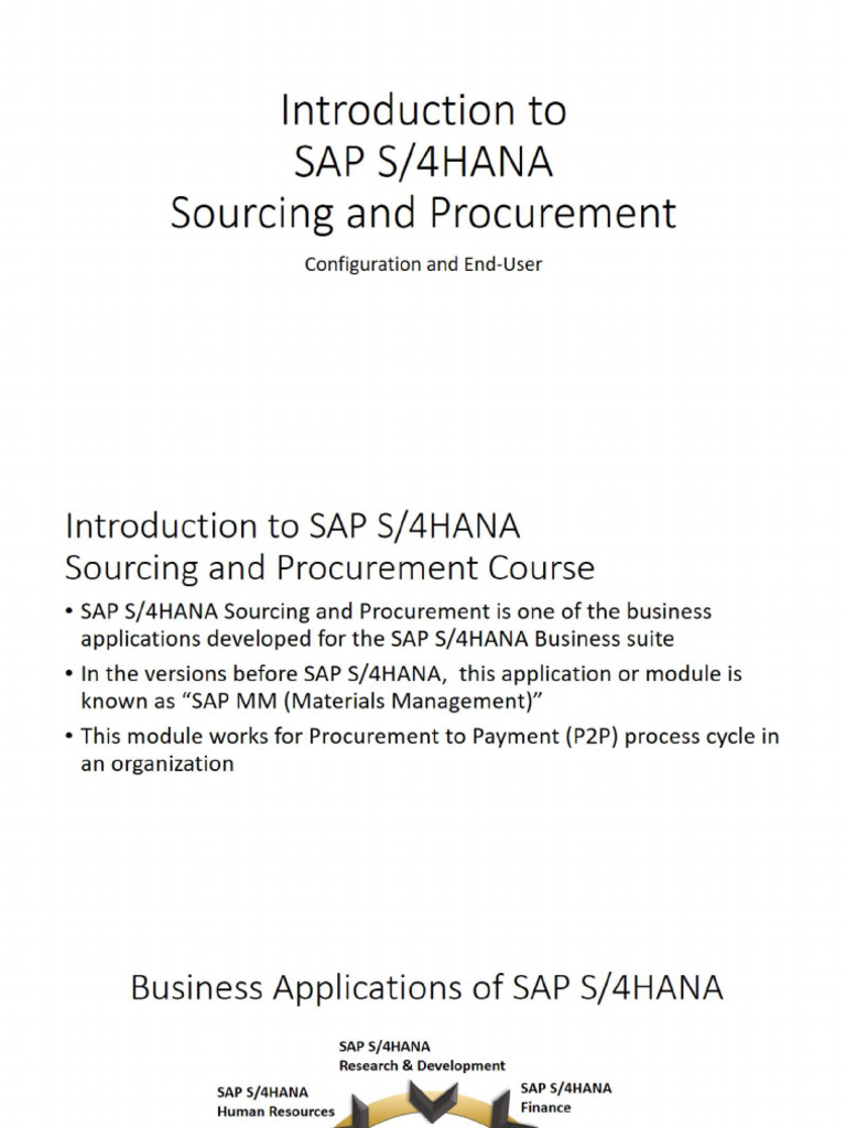 SAP+S4HANA+Sourcing+&+Procurement+ +section+ | PDF
