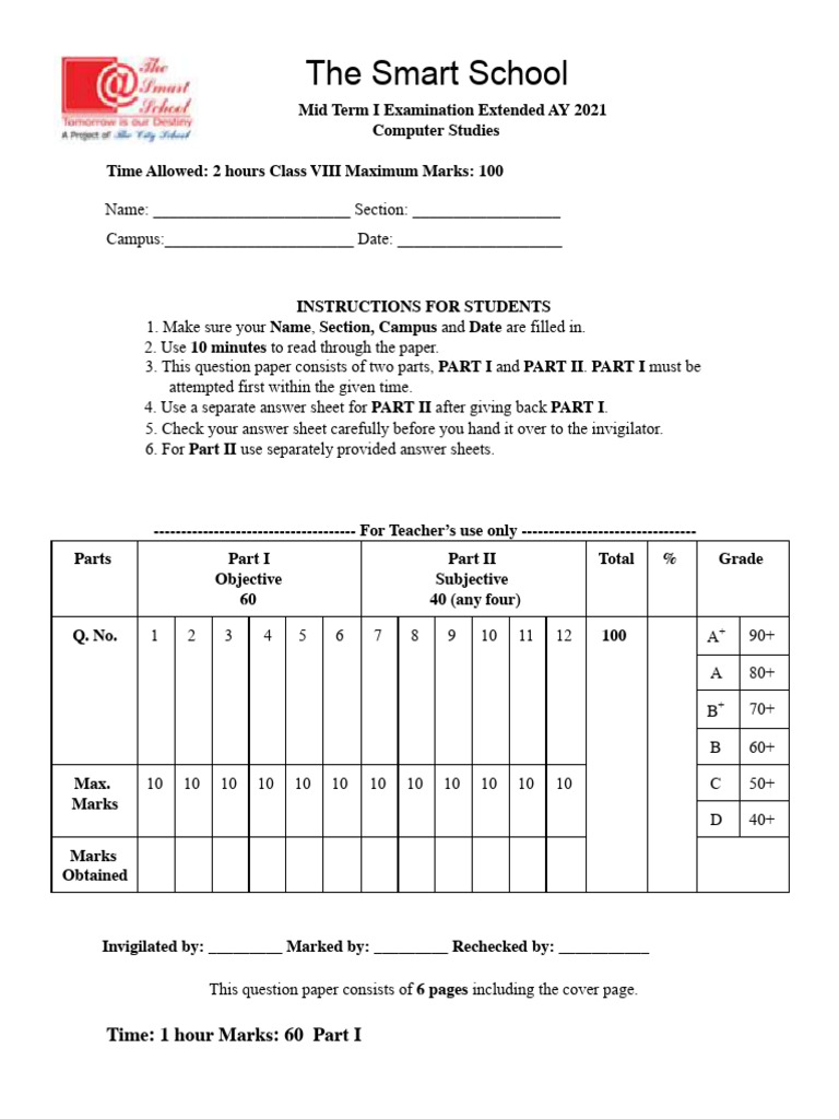Unified TI Examination Computer VIII Paper | PDF