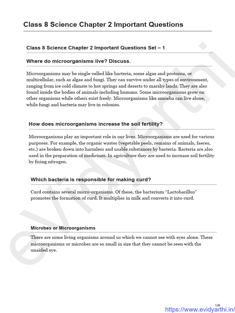 Class 8 Science Chapter 2 Important Questions | PDF