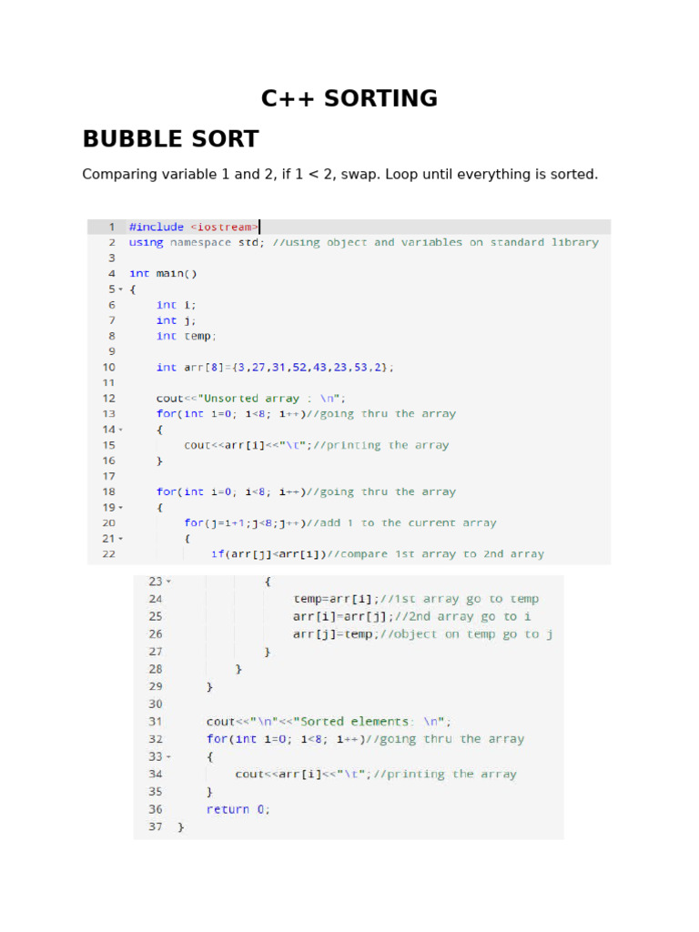 C++ Review (Sorting) | PDF