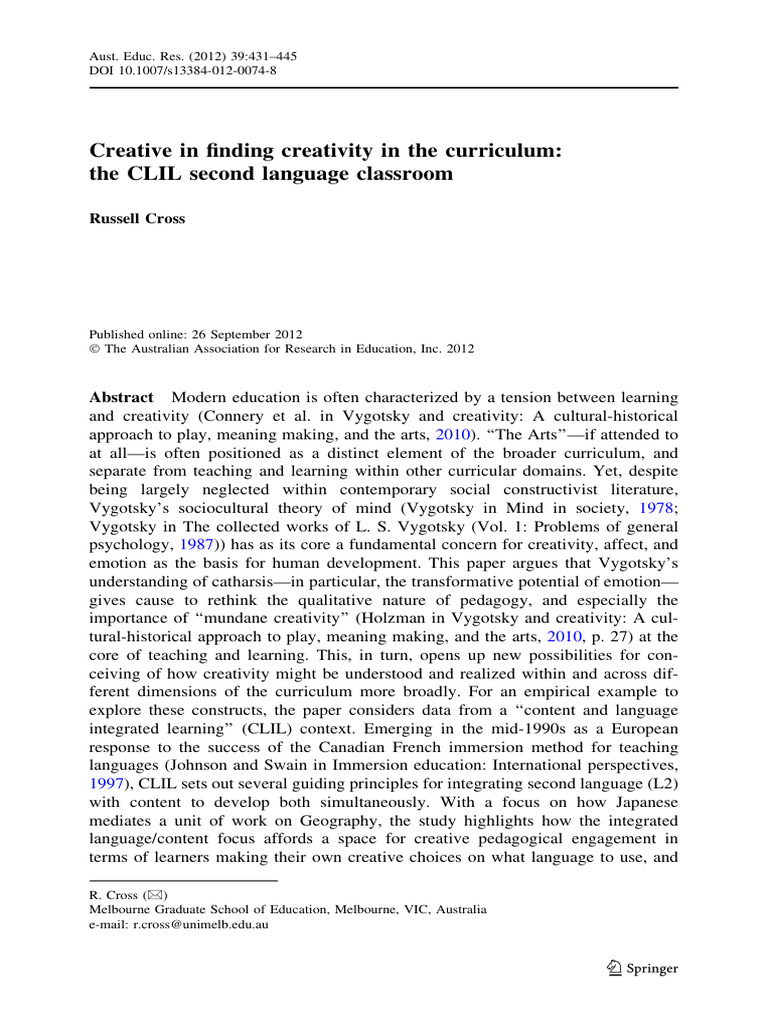 Creativity in CLIL Language Education | PDF | Creativity | Pedagogy