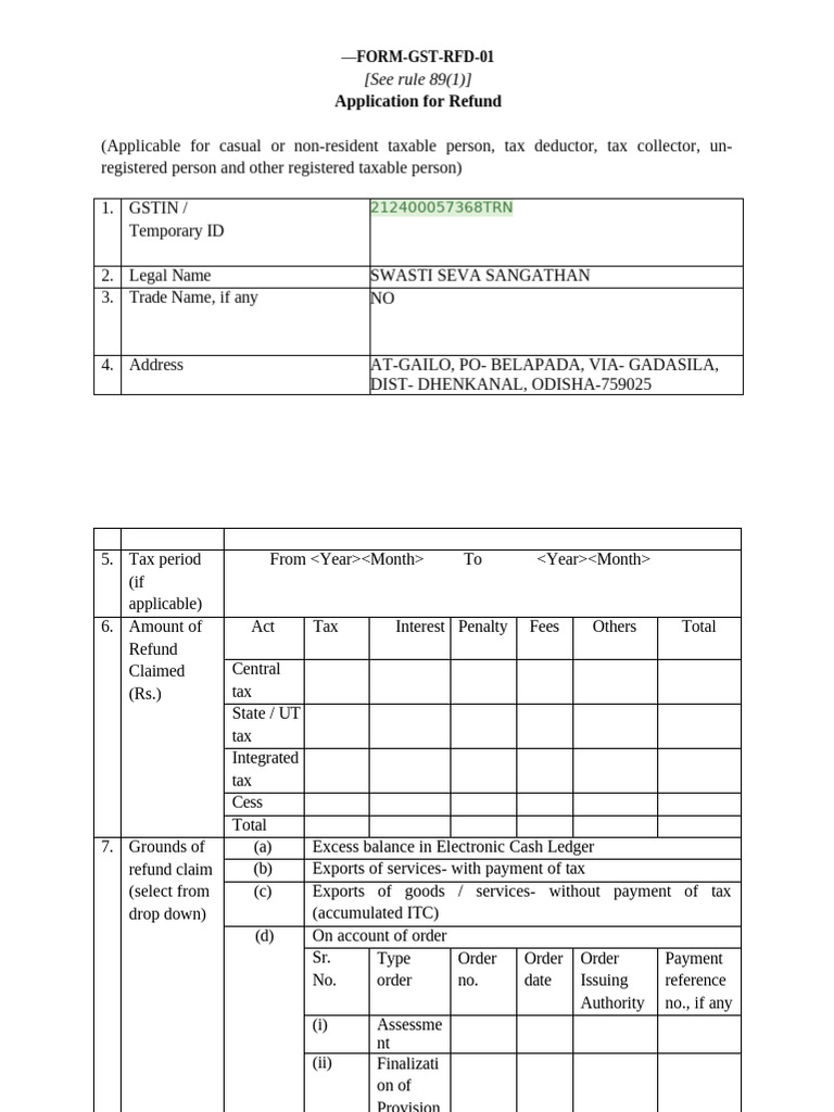 Form RFD-01 | PDF