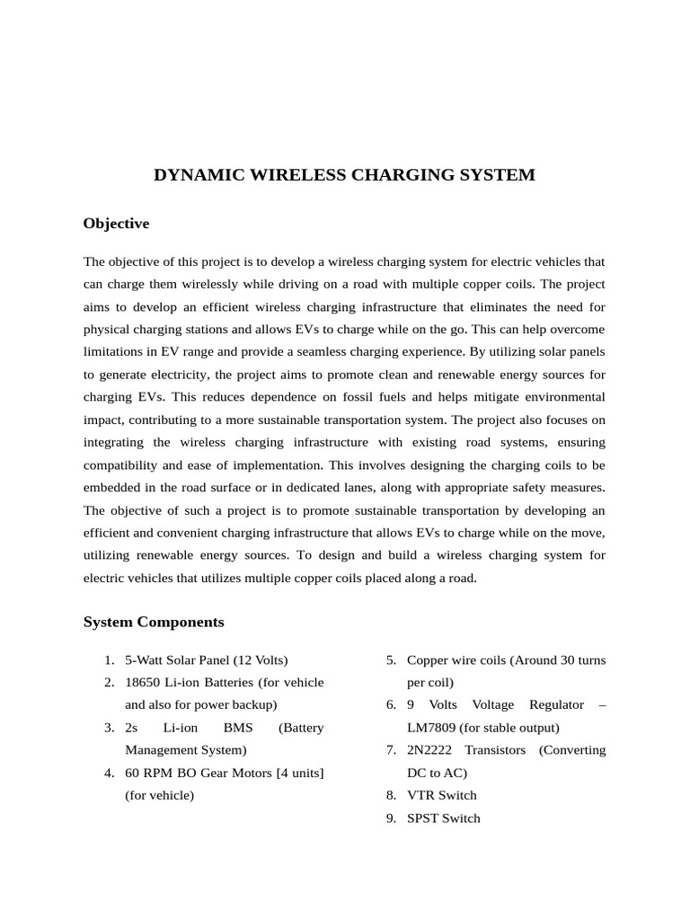 Wireless Power Transmission On Road Synopsis | PDF | Inductor ...