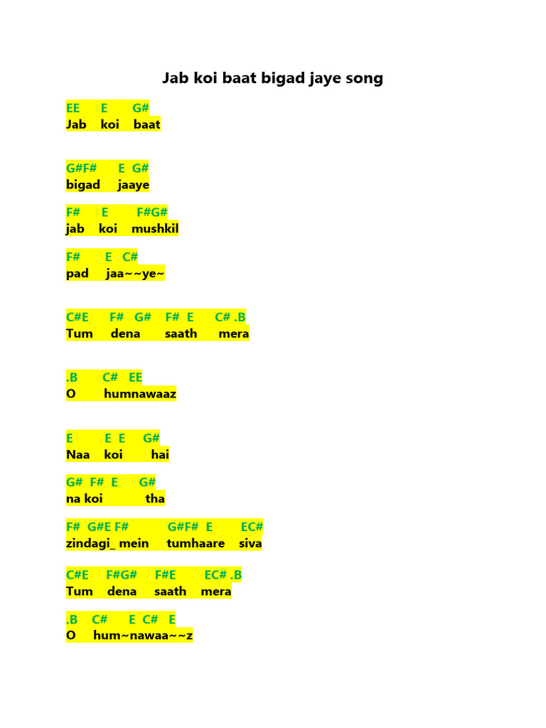 Jab Koi Baat Bigad Jaye | PDF