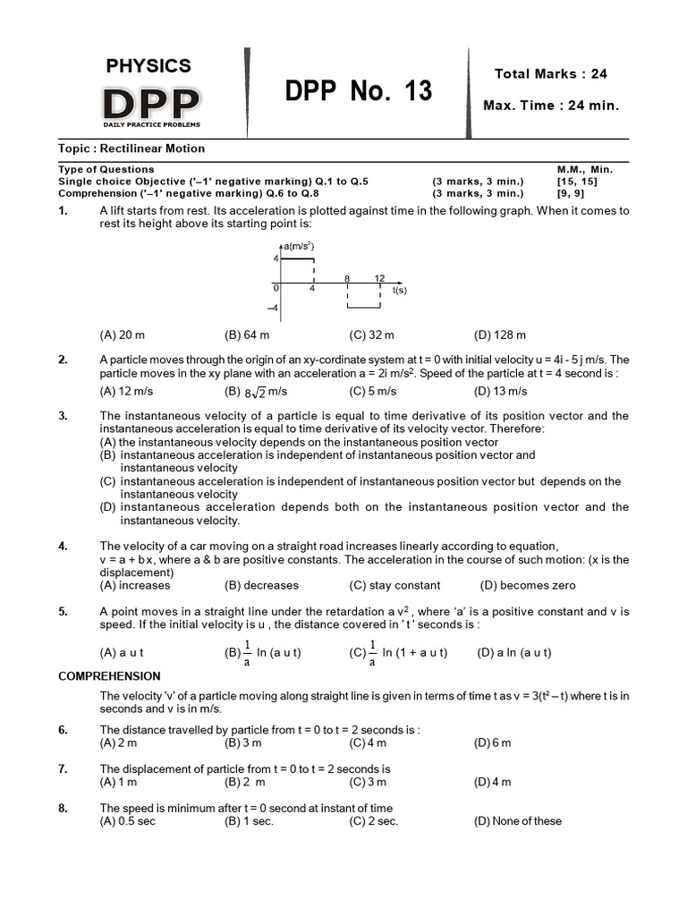 DPP No. 13: Physics | PDF