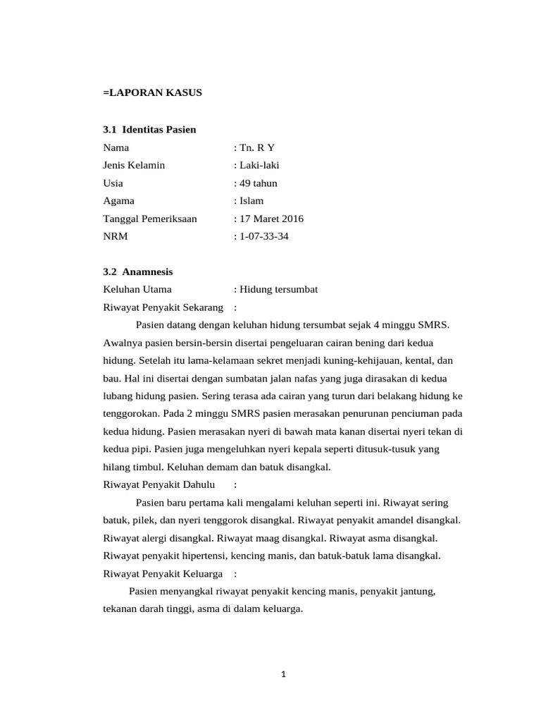 Laporan Kasus Sinusitis Kelompk 1 Pdf