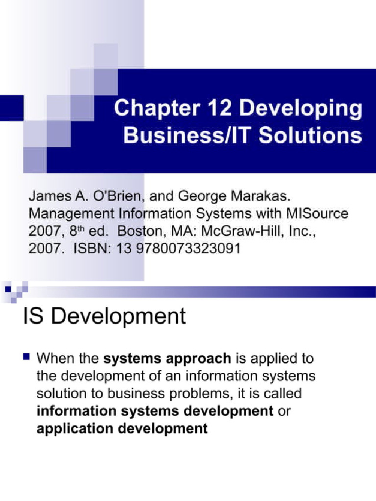 Chap12 Developing Businessit Solutions Pdf