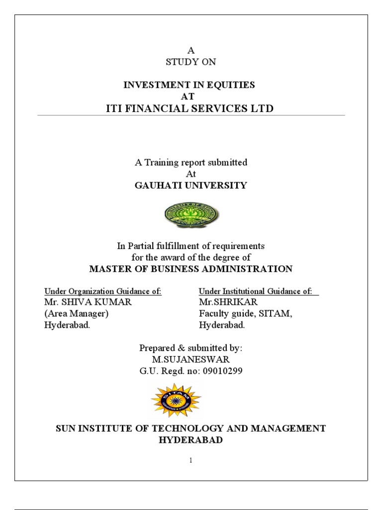 Investment Analysis At ITI Financial Services PDF