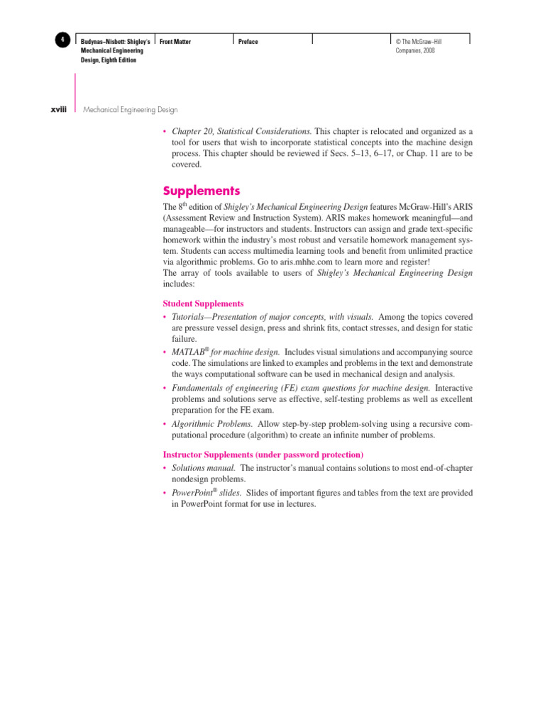 Mechanical Engineering Design (8th Ed) With Solution Manual (Shigley ...