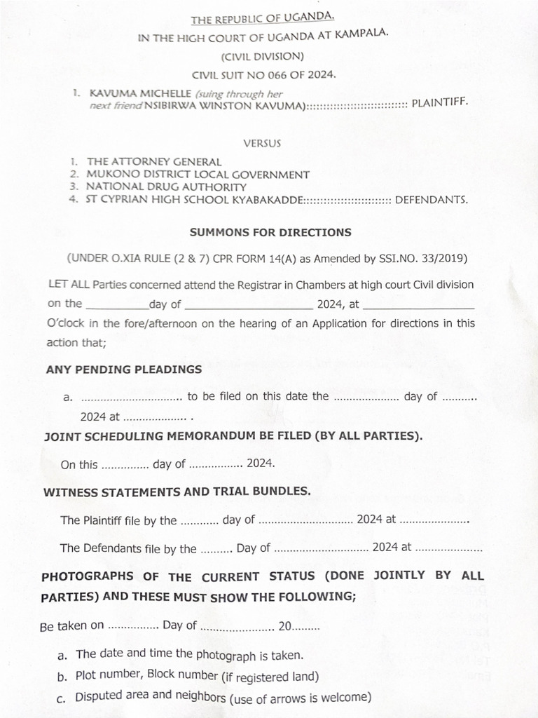 Summons For Directions (2) - 1 | PDF