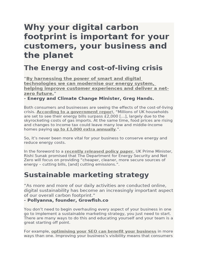 Digital Carbon Footprint Is Important For Your Customers - 010738 | PDF ...