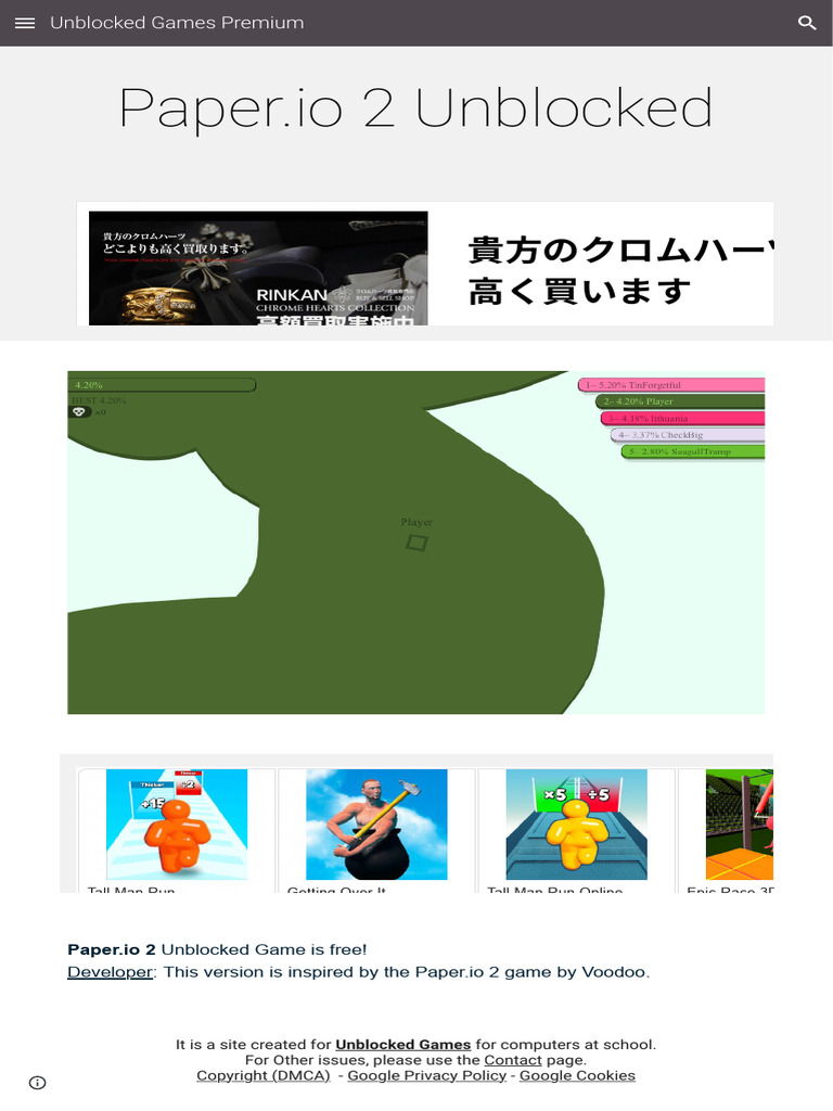 Unblocked Games Premium - Paper - Io 2 | PDF