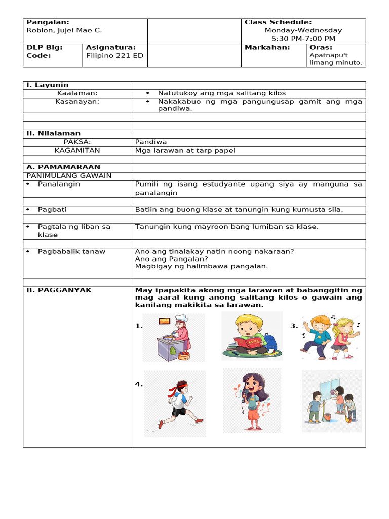 Lesson Plan Filipino | PDF