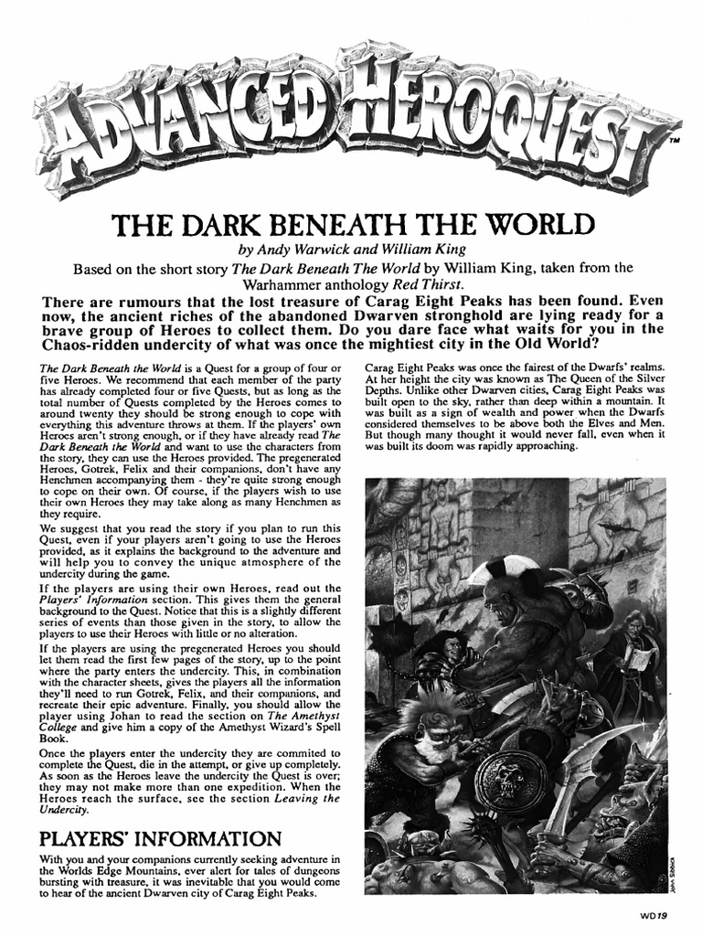 Heroquest Advanced Heroquest - Terror In The Dark - White Dwarf 1990 3 Boîtes Extras