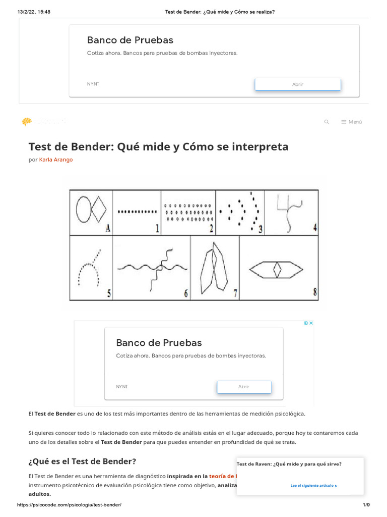 Test de Bender - ¿Qué Mide y Cómo Se Realiza | PDF | Sicología
