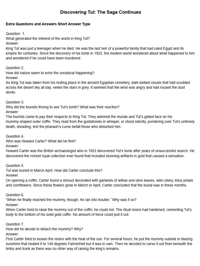 Discovering Tut Questions And Answers