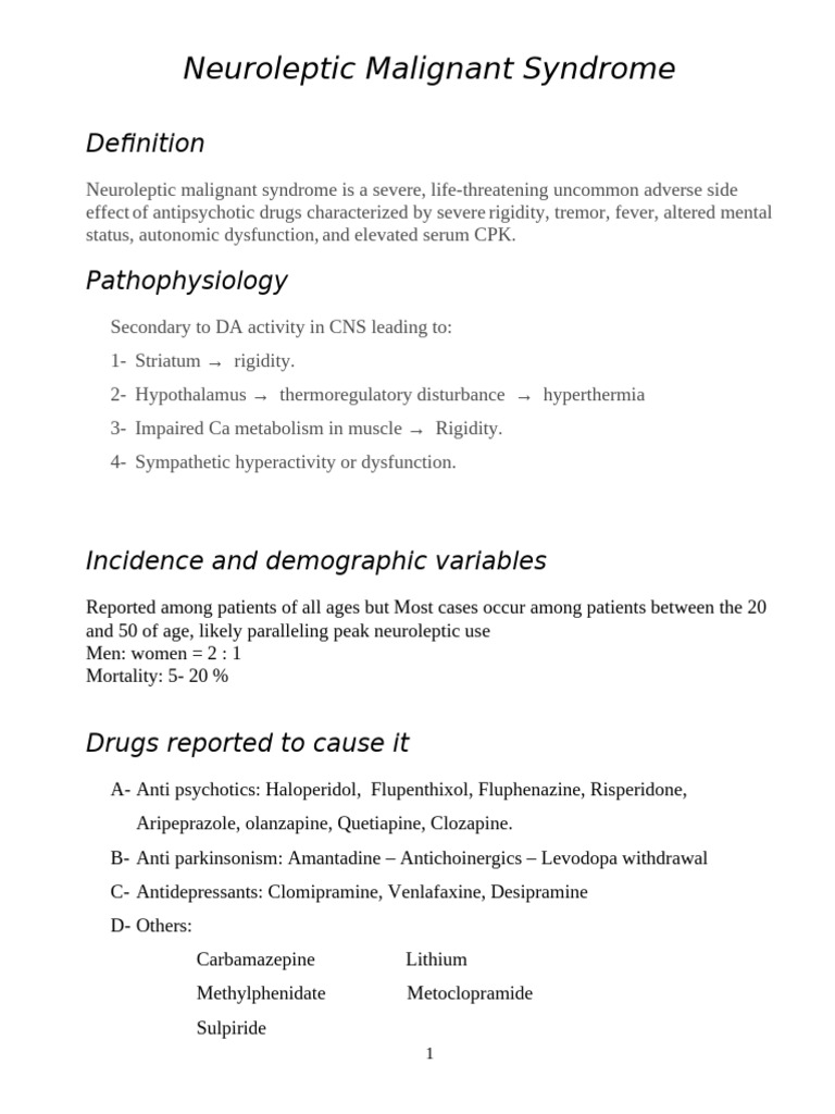 Neuroleptic Malignant Syndrome | PDF