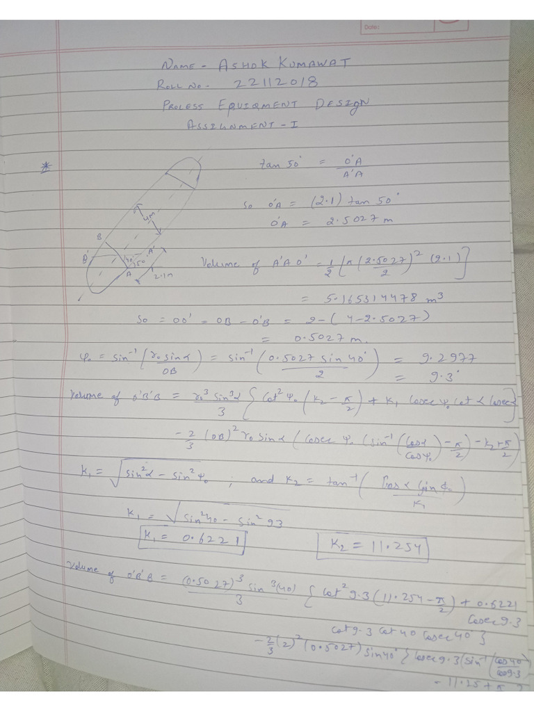 Process Equipment Design Assignment | PDF