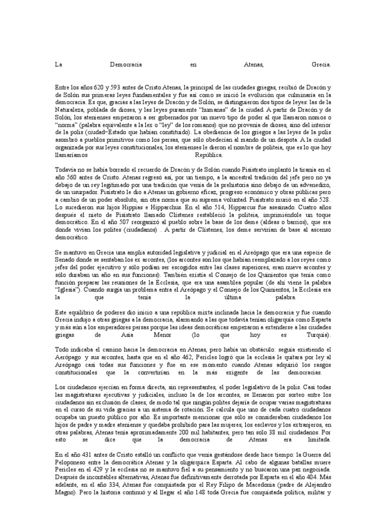 Evolución de la Democracia en Atenas | PDF | Atenas antigua | Esparta