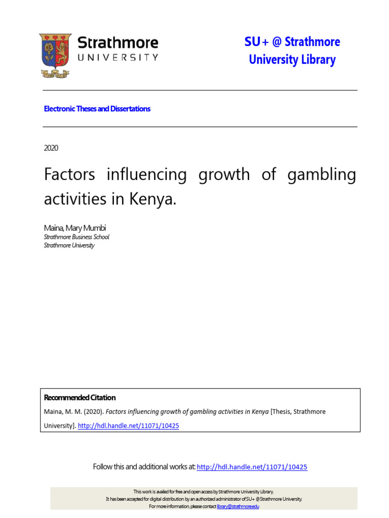 Factors Influencing Growth of Gambling Activities in Kenya | PDF