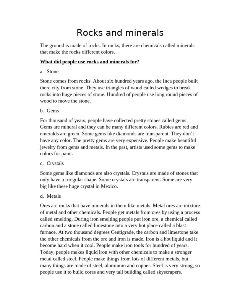 Task 17. Rocks and Minerals | PDF