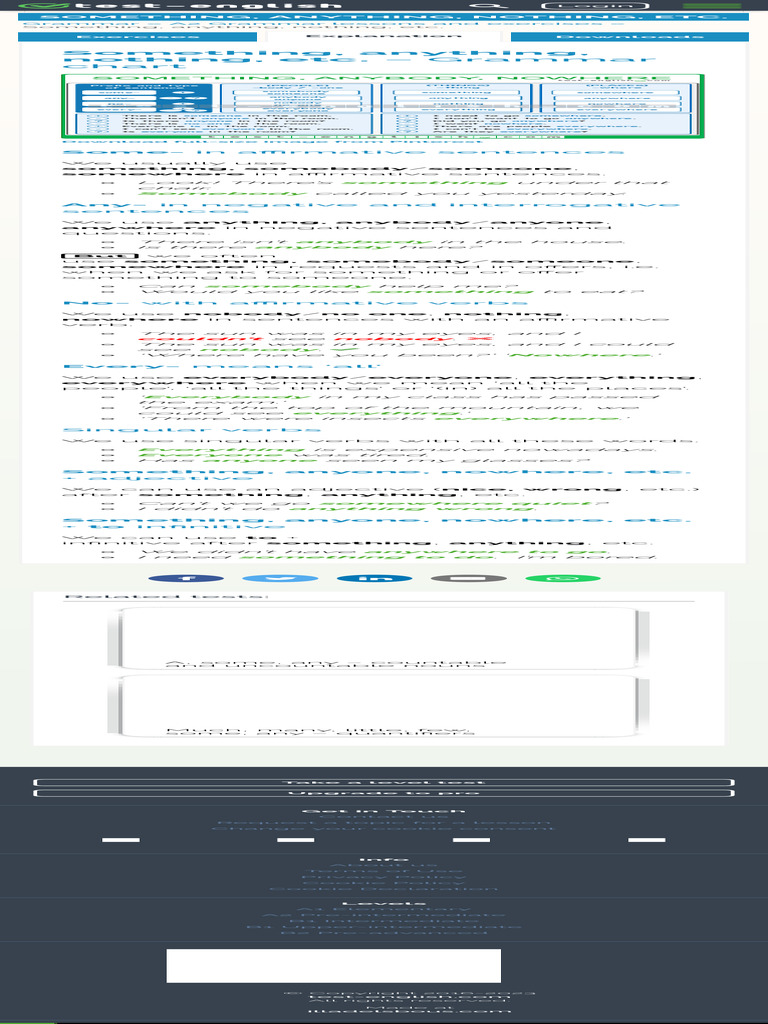 Something, Anything, Nothing, Etc. - Test-English | PDF | Noun ...