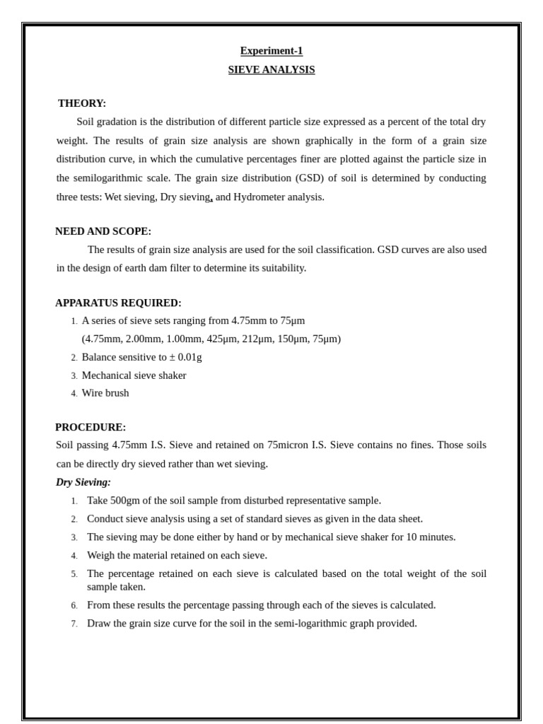 Grain Size Distribution by Sieve Analysis | PDF