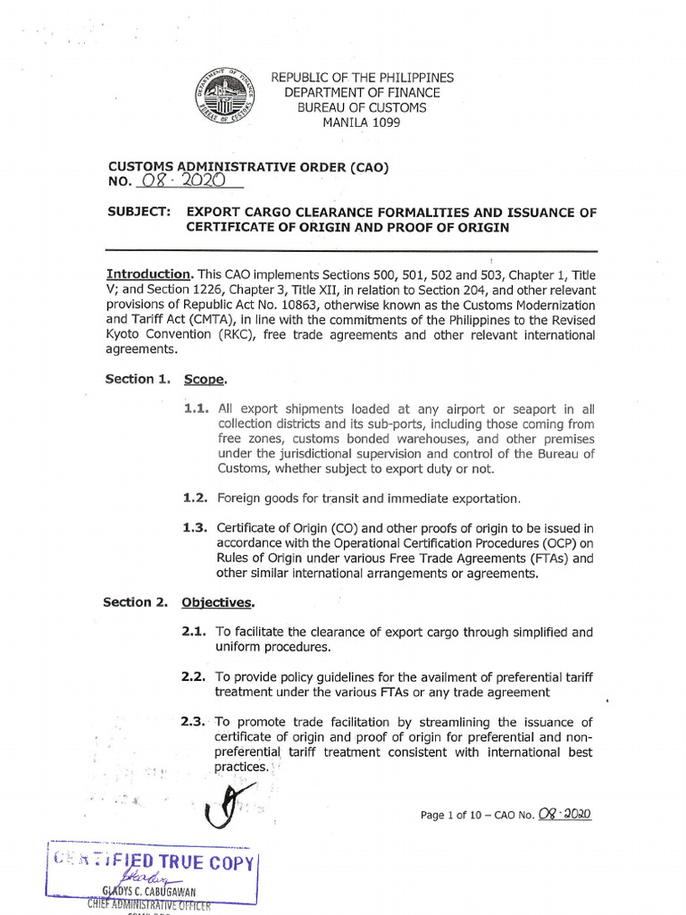 BoC CAO No 08 2020 | PDF