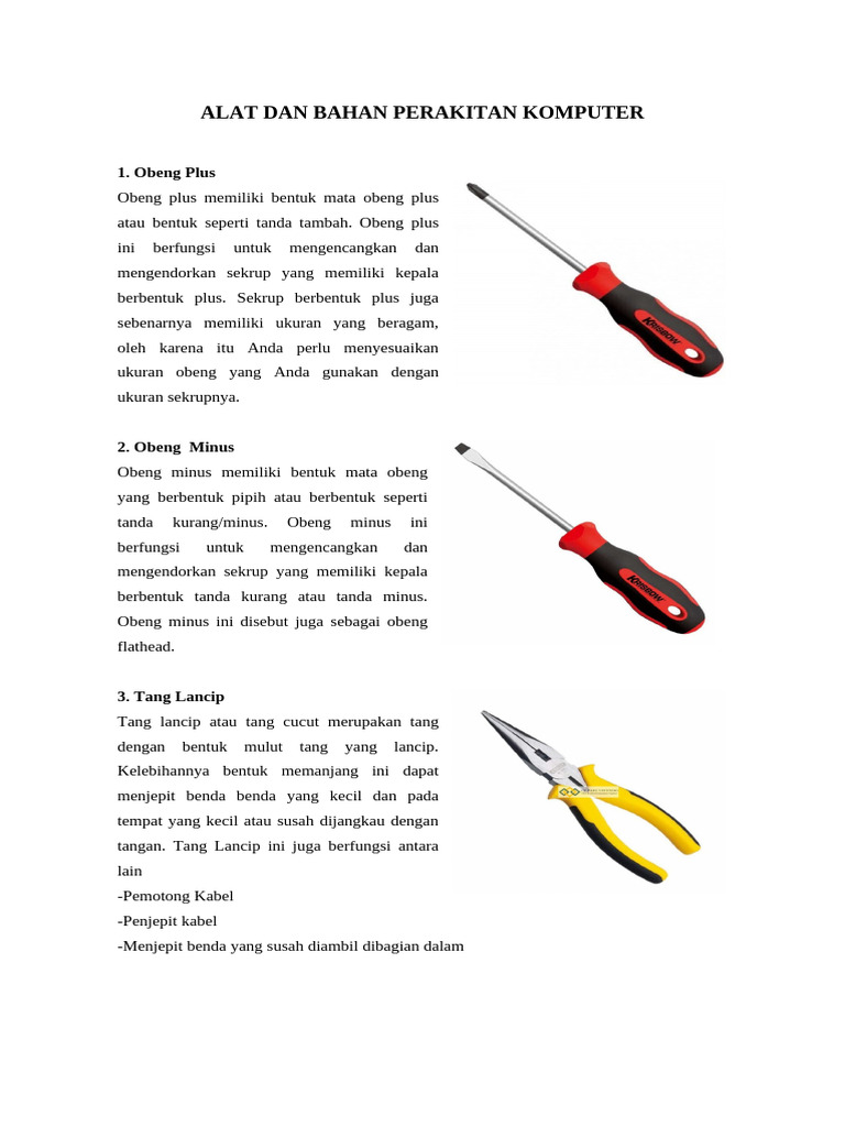 Alat Dan Bahan Perakitan Komputer | PDF
