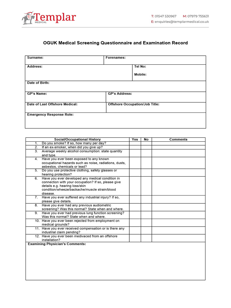 OGUK Medical Patient To Complete | PDF