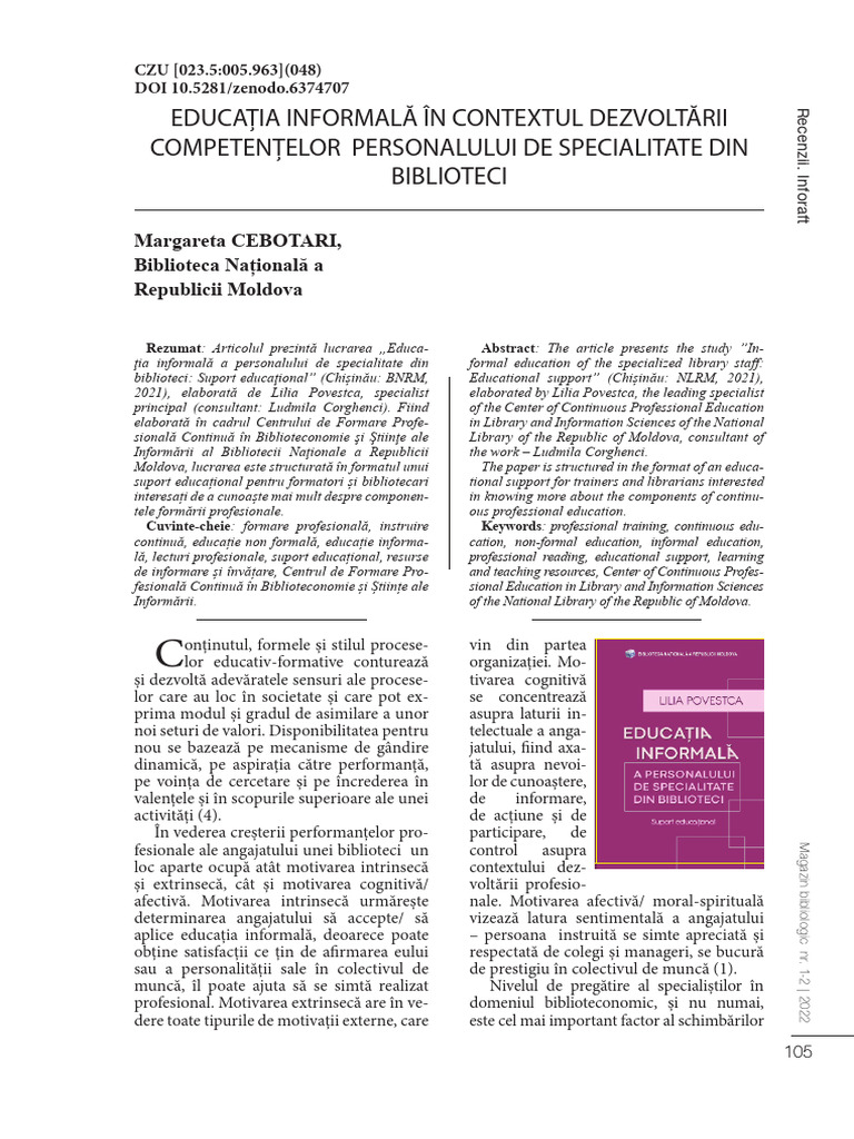 Educaia Informala in Contextul Dezvolta | PDF