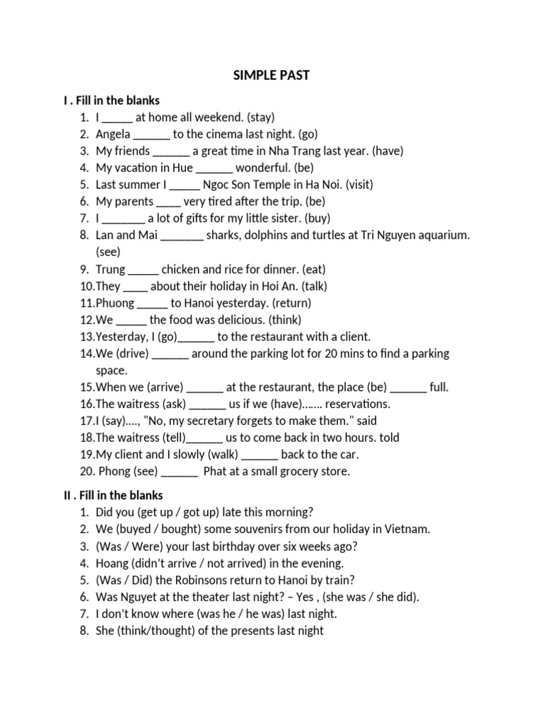 Simple Past - Ex | PDF