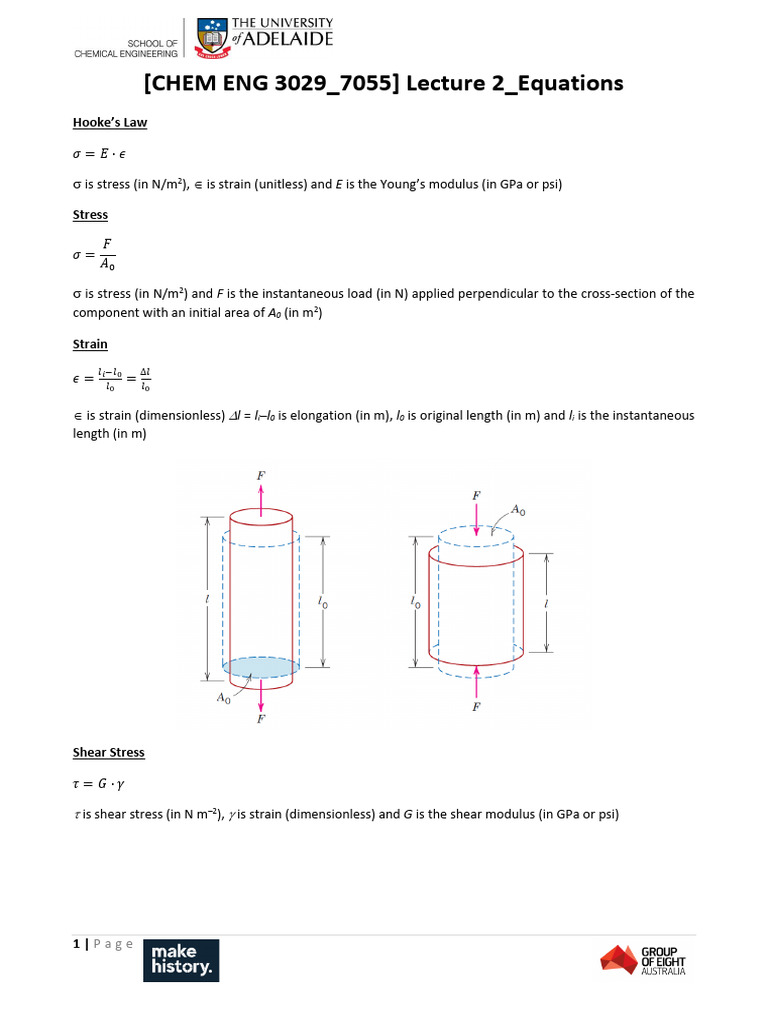 【CHEM ENG 3029 - 7055】 Lecture 2 - Equations (2024) (1) - 合并 | PDF
