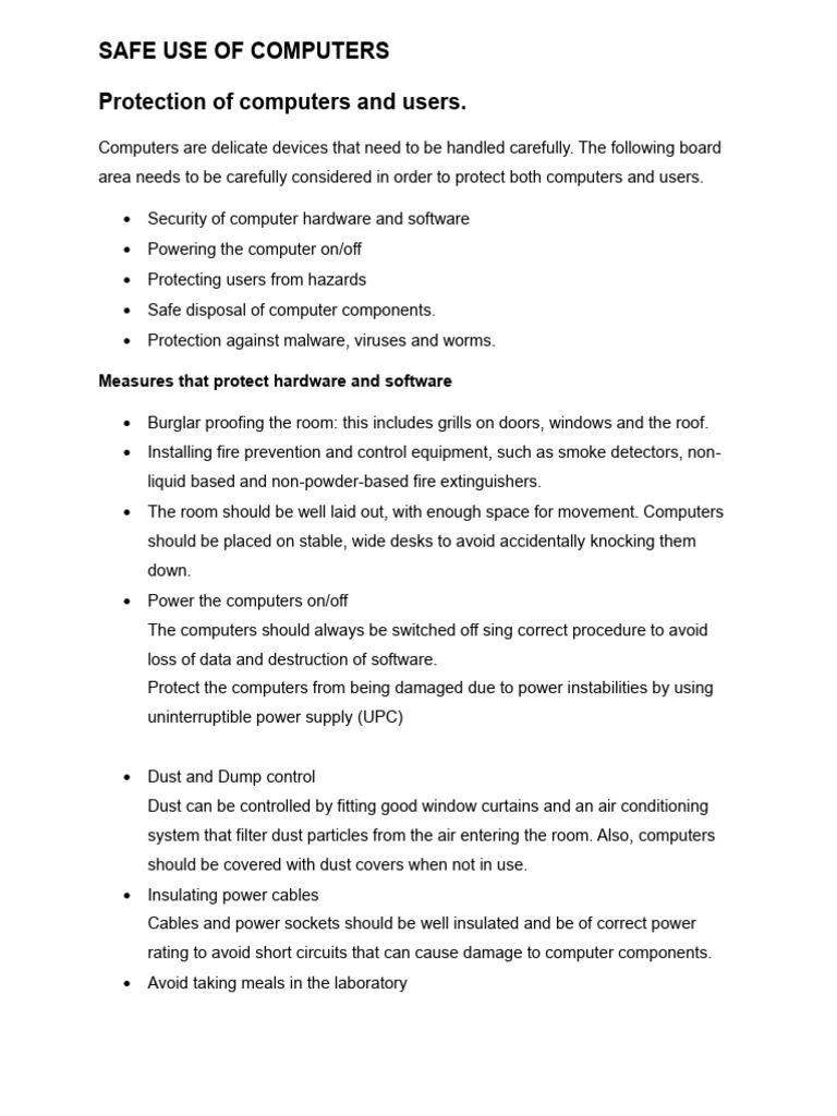Safe Use of Computers | PDF