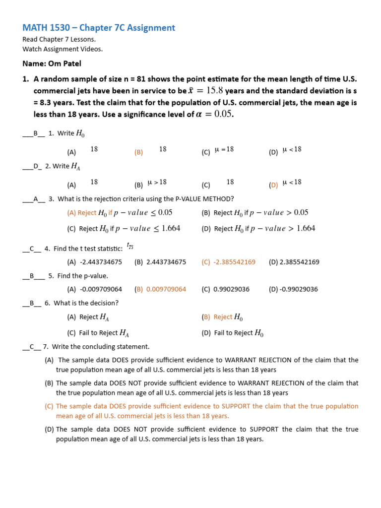 Chapter 7C Assignment | PDF
