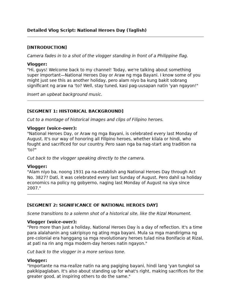 Detailed Vlog Script | PDF