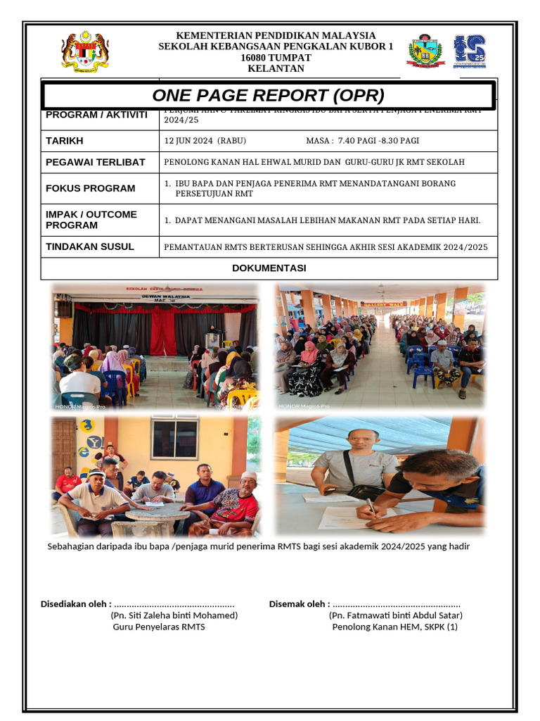 Opr Ibu Bapa RMTS | PDF