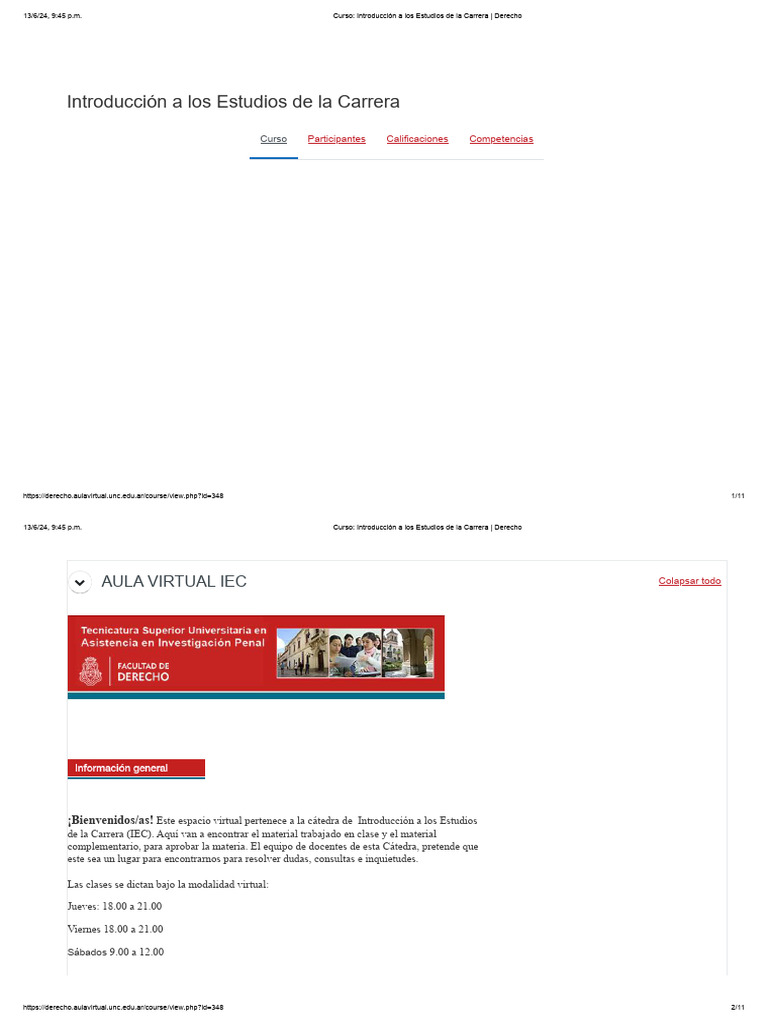 Curso - Introducción A Los Estudios de La Carrera - Derecho | PDF