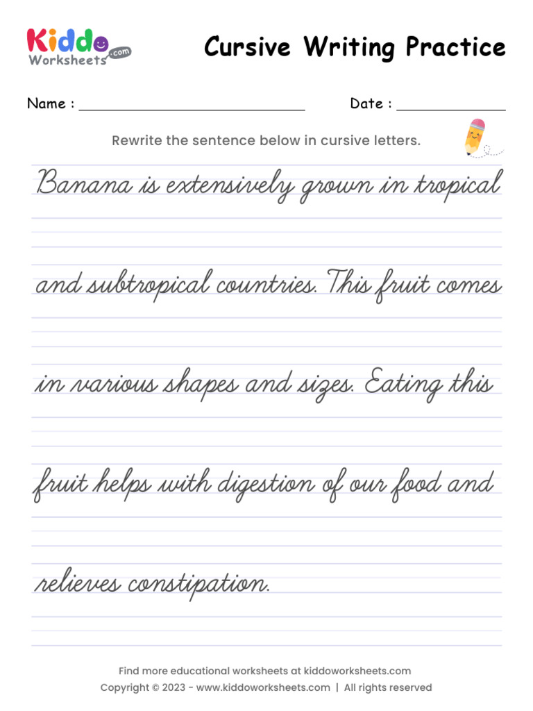 Cursive Writing Worksheet 6 | PDF