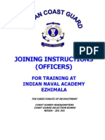 Joining Instructions (Officers) : For Training at Indian Naval Academy Ezhimala