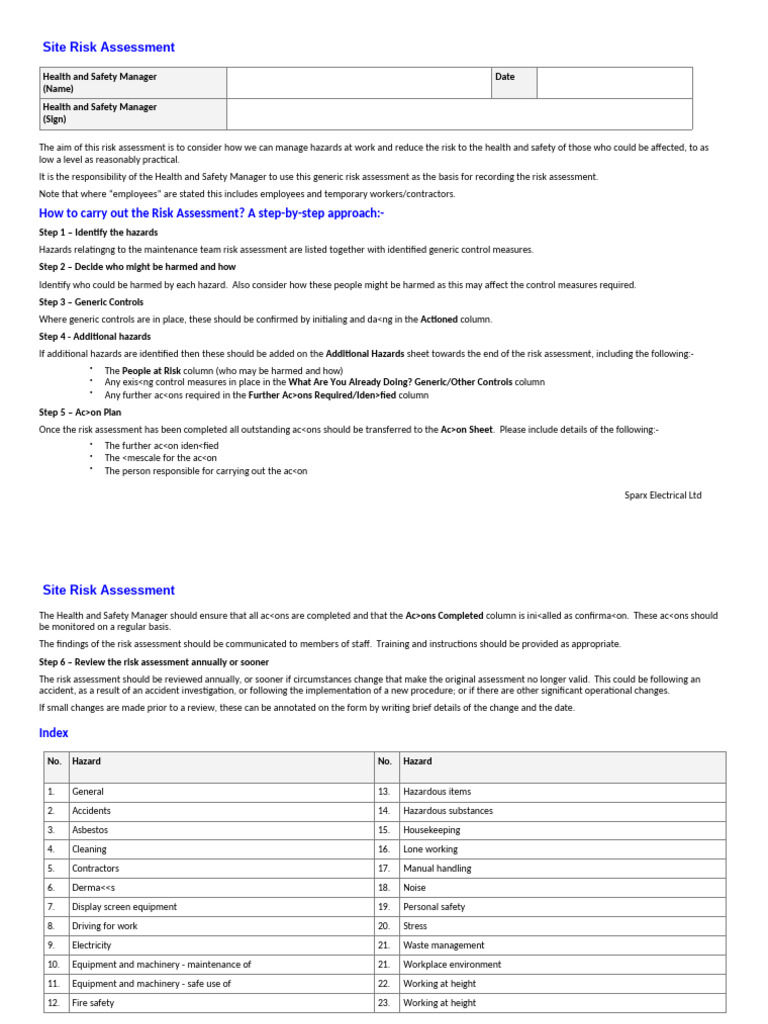 Site Risk Assessment1 | PDF