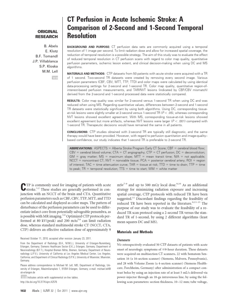 CT Perfusion Comparasion | PDF