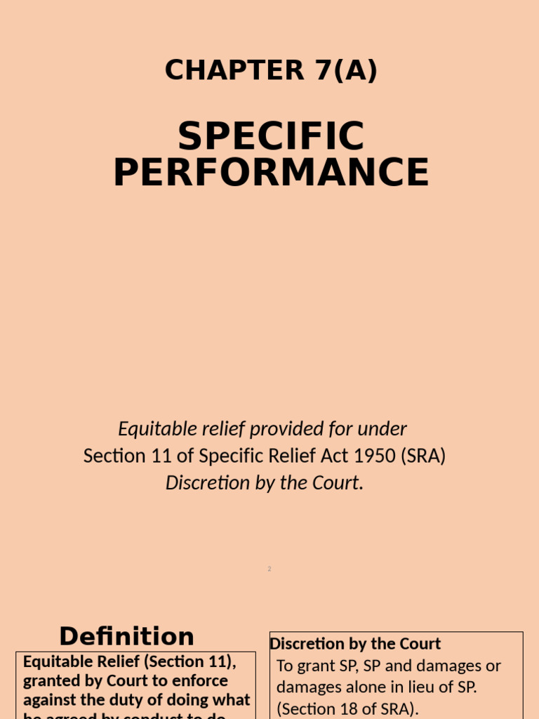 Chapter 7 Specific Performance | PDF