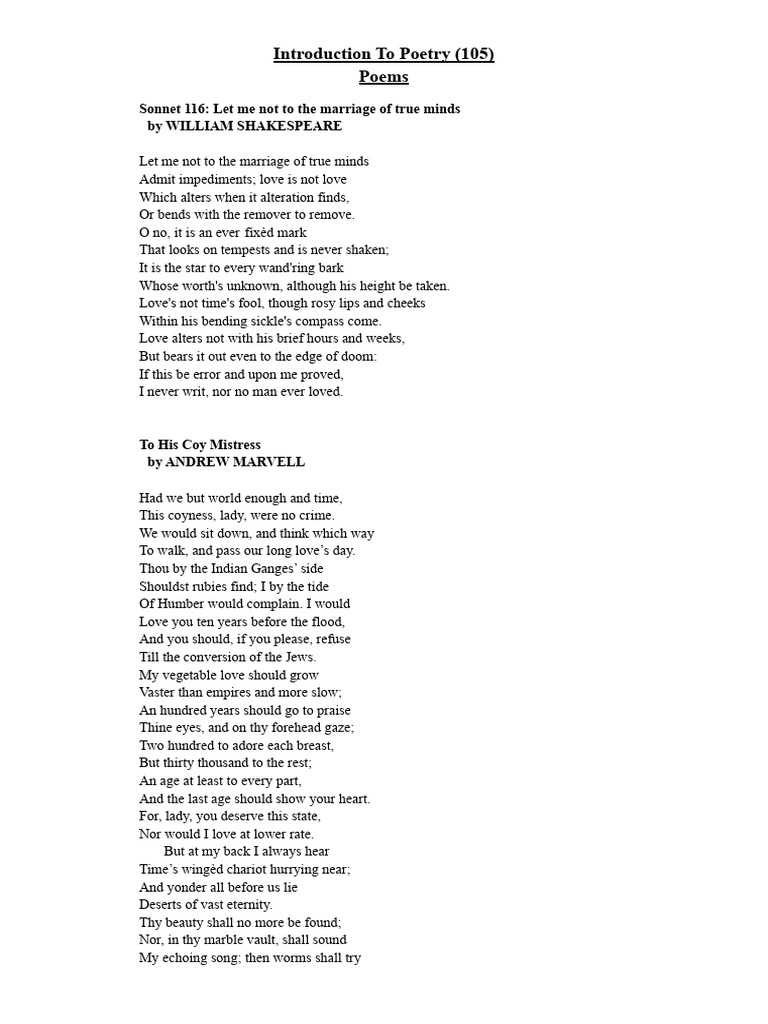 Poetry List | PDF