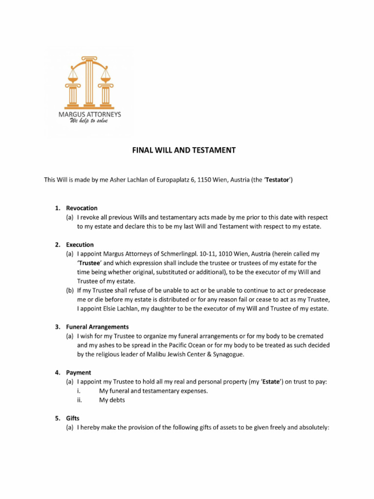 Final Will and Testament | PDF