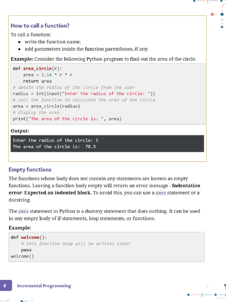 How Tocall A Function?: Empty Functions | PDF
