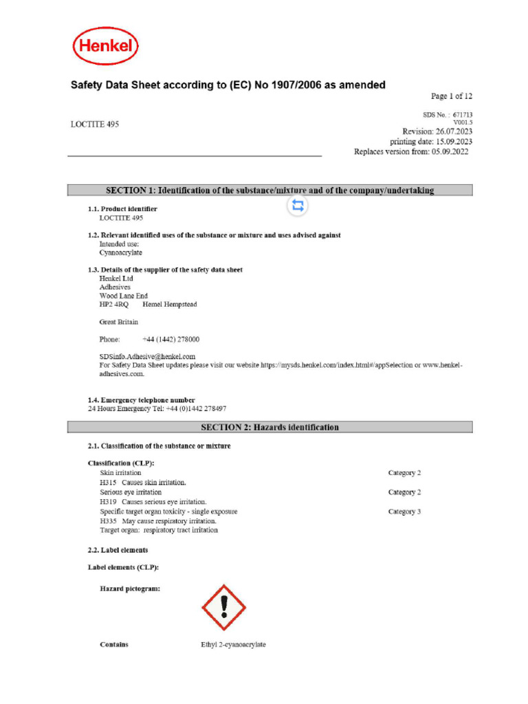 LOCTITE 495 | PDF